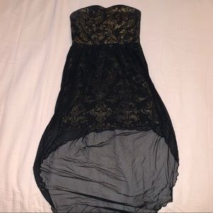 Black and Gold High Low Dress